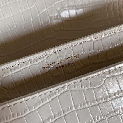 YSL SUNSET MEDIUM CHAIN BAG IN CROCODILE-EMBOSSED SHINY LEATHER