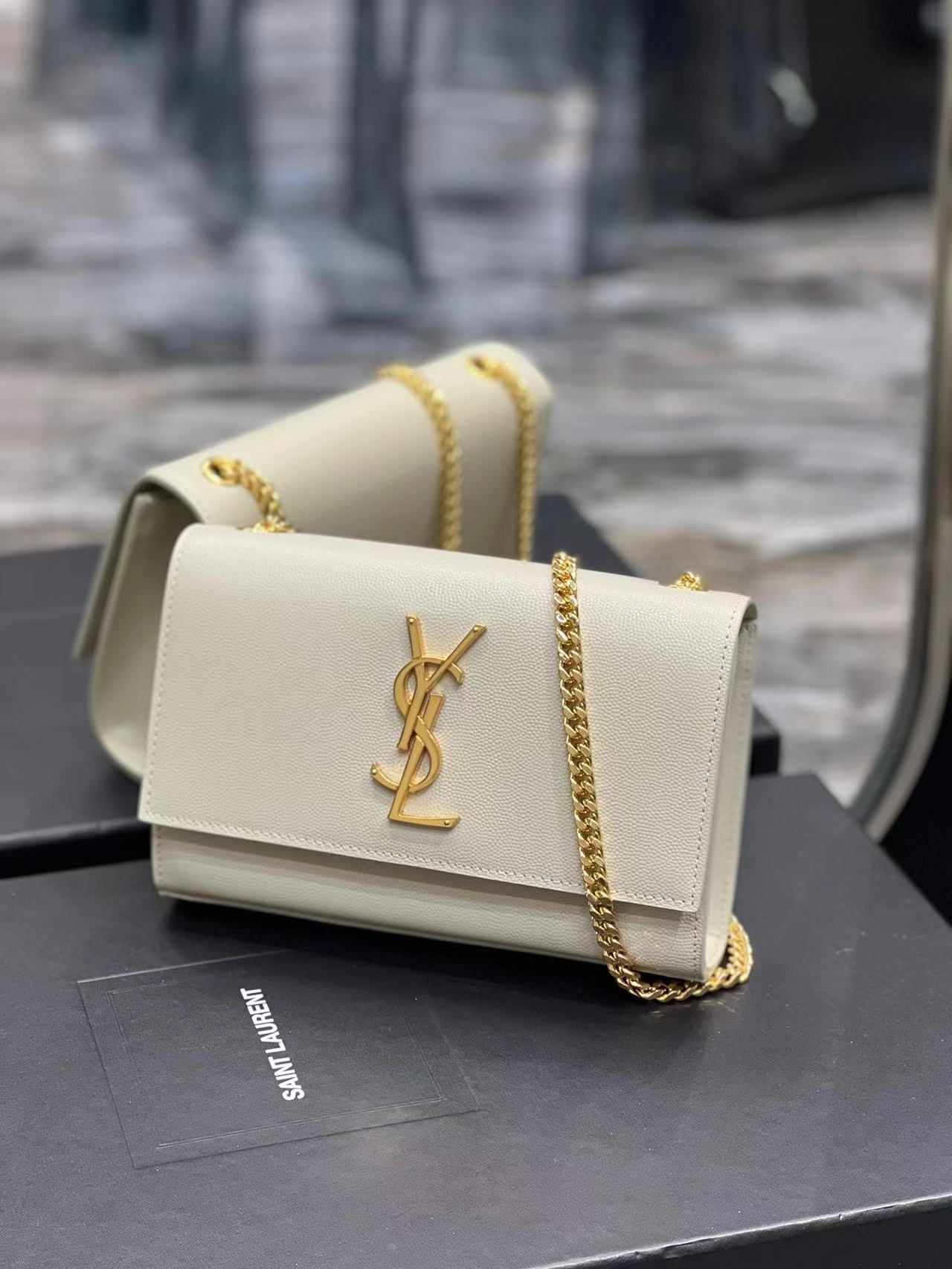YSL KATE SMALL IN GRAIN DE POUDRE EMBOSSED LEATHER