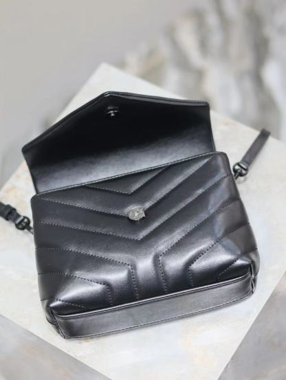 YSL LOULOU TOY STRAP BAG IN QUILTED "Y" LEATHER