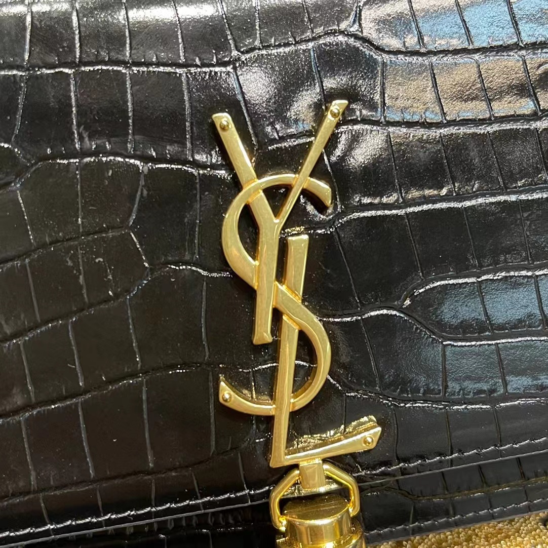 YSL KATE SMALLTASSELIN CROCODILE-EMBOSSED LEATHER