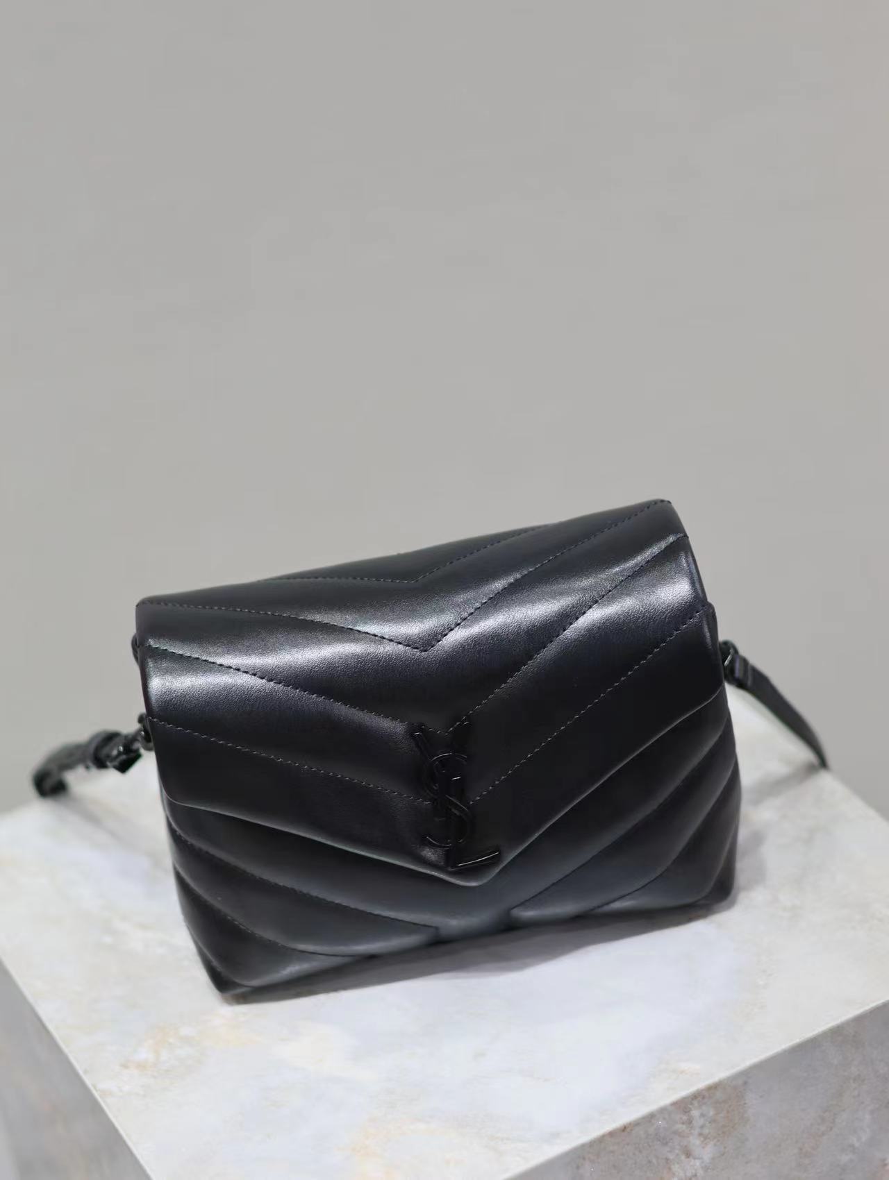 YSL LOULOU TOY STRAP BAG IN QUILTED "Y" LEATHER