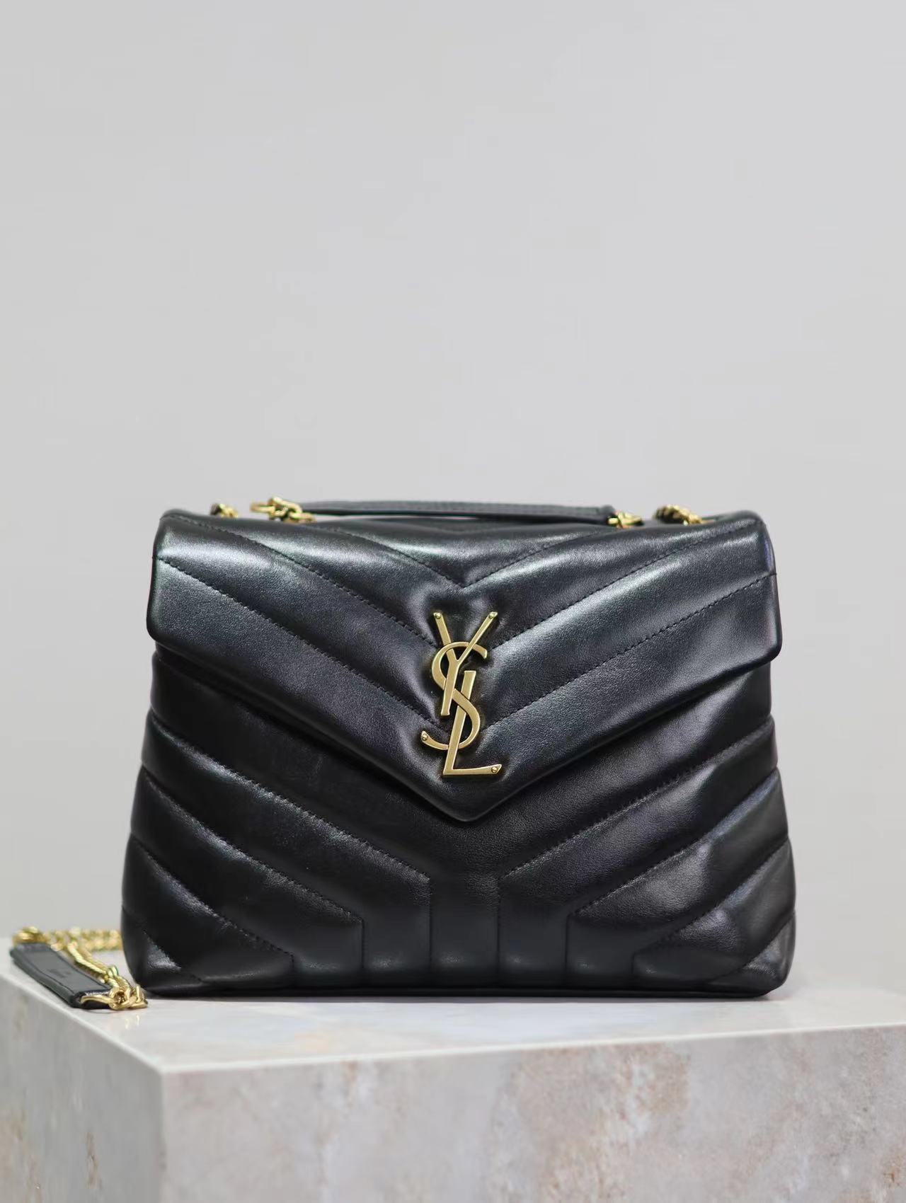 YSL LOULOU SMALL CHAIN BAG IN QUILTED "Y" LEATHER