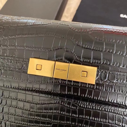 YSL MANHATTAN IN CROCODILE-EMBOSSED SHINY LEATHER