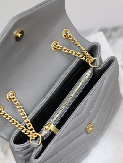 YSL LOULOU SMALL CHAIN BAG IN QUILTED "Y" LEATHER