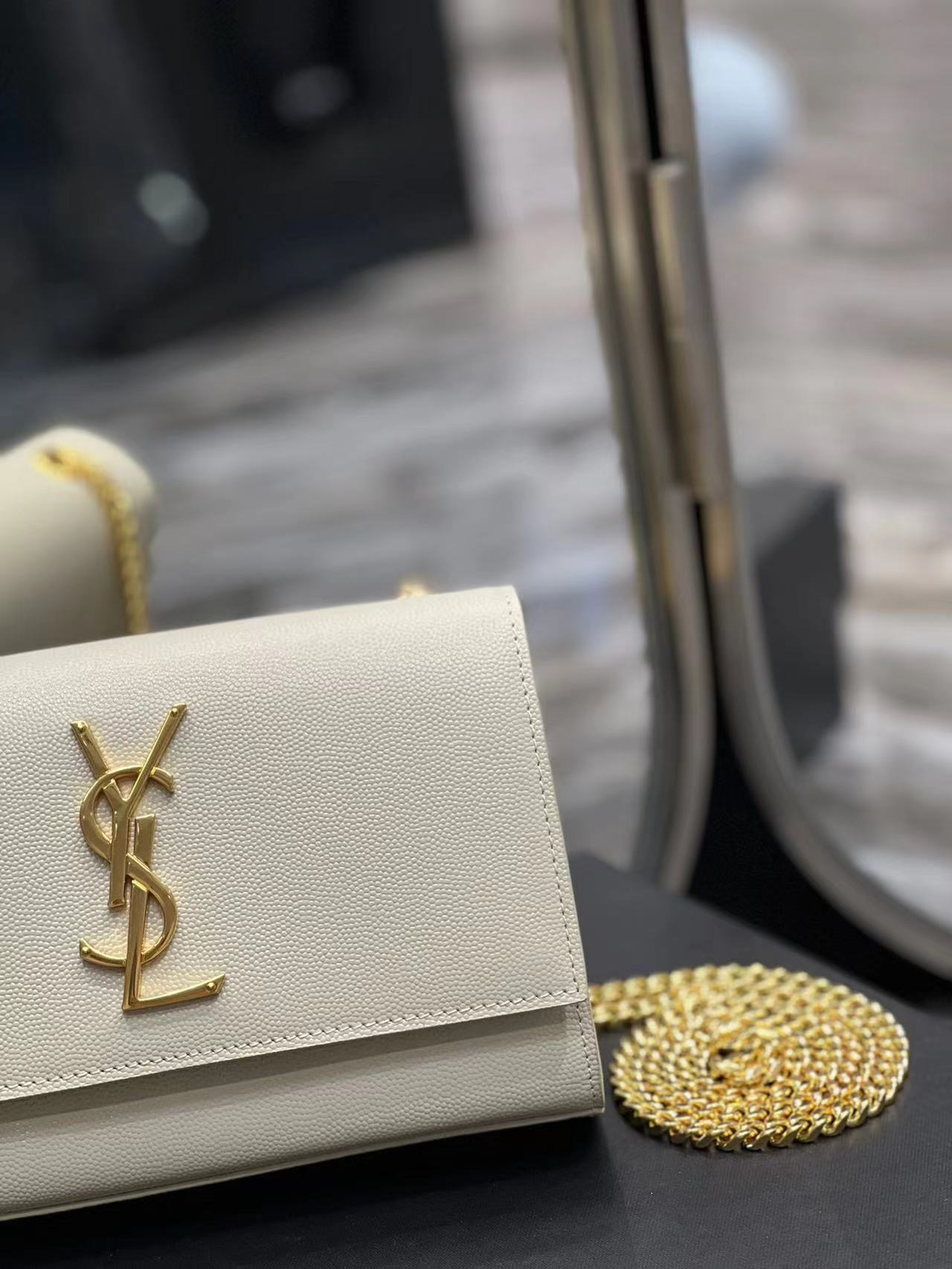 YSL KATE SMALL IN GRAIN DE POUDRE EMBOSSED LEATHER