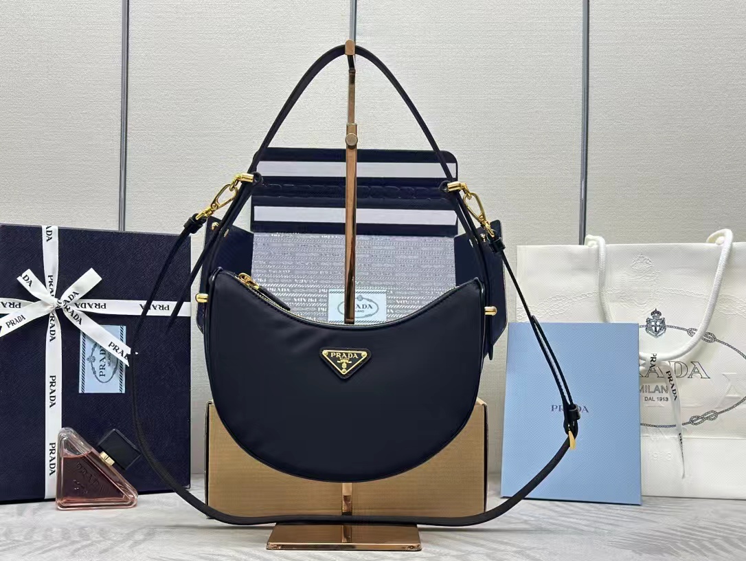 Prada Arqué small Re-Nylon and brushed leather shoulder bag