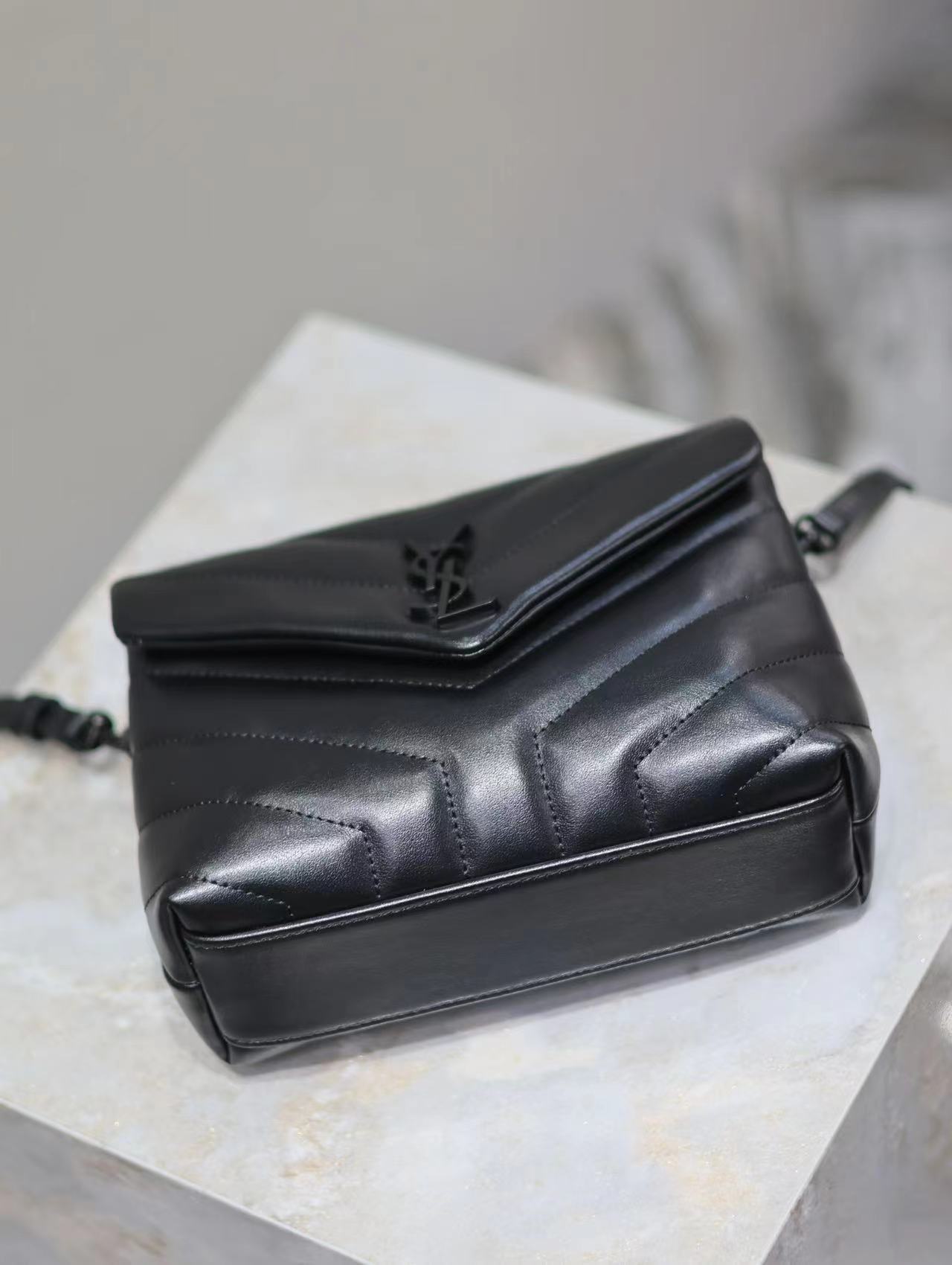 YSL LOULOU TOY STRAP BAG IN QUILTED "Y" LEATHER