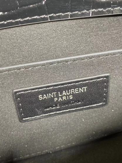 YSL SUNSET MEDIUM CHAIN BAG IN CROCODILE-EMBOSSED SHINY LEATHER