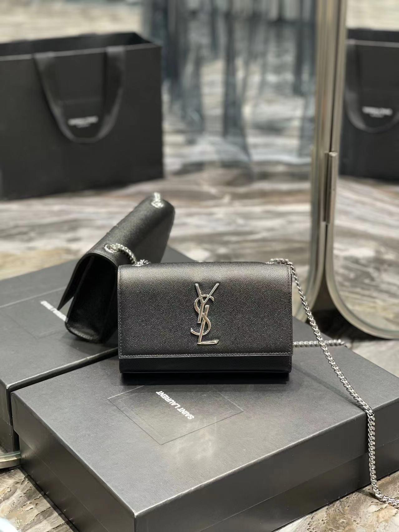 YSL Small KATE bag in grained leather