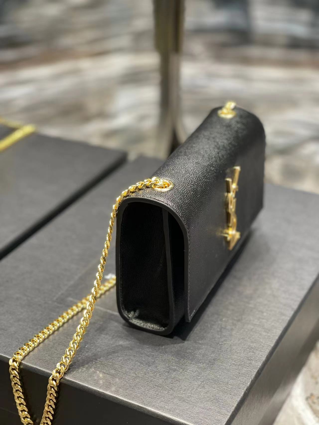 YSL KATE SMALL IN GRAIN DE POUDRE EMBOSSED LEATHER