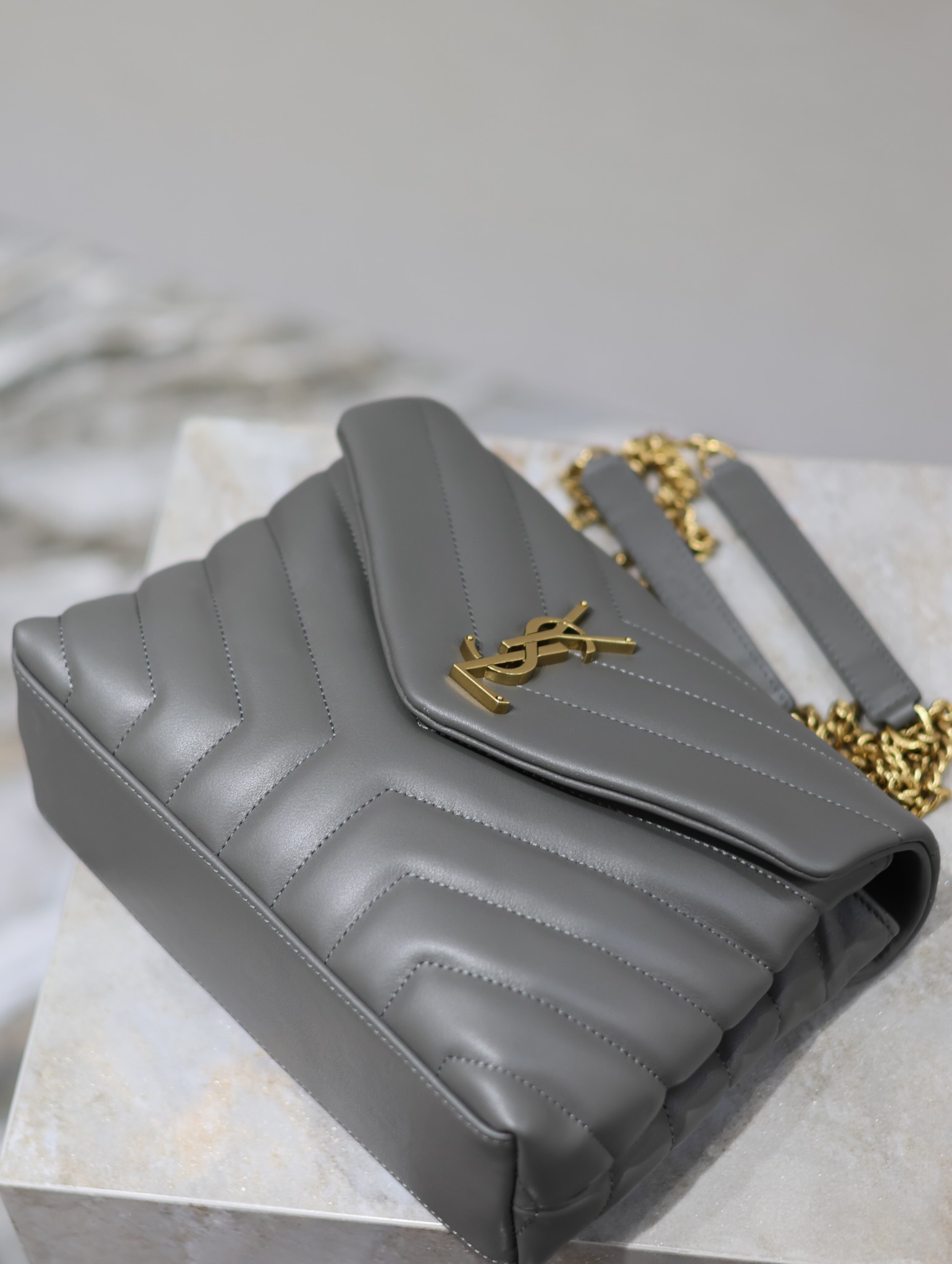 YSL LOULOU SMALL CHAIN BAG IN QUILTED "Y" LEATHER