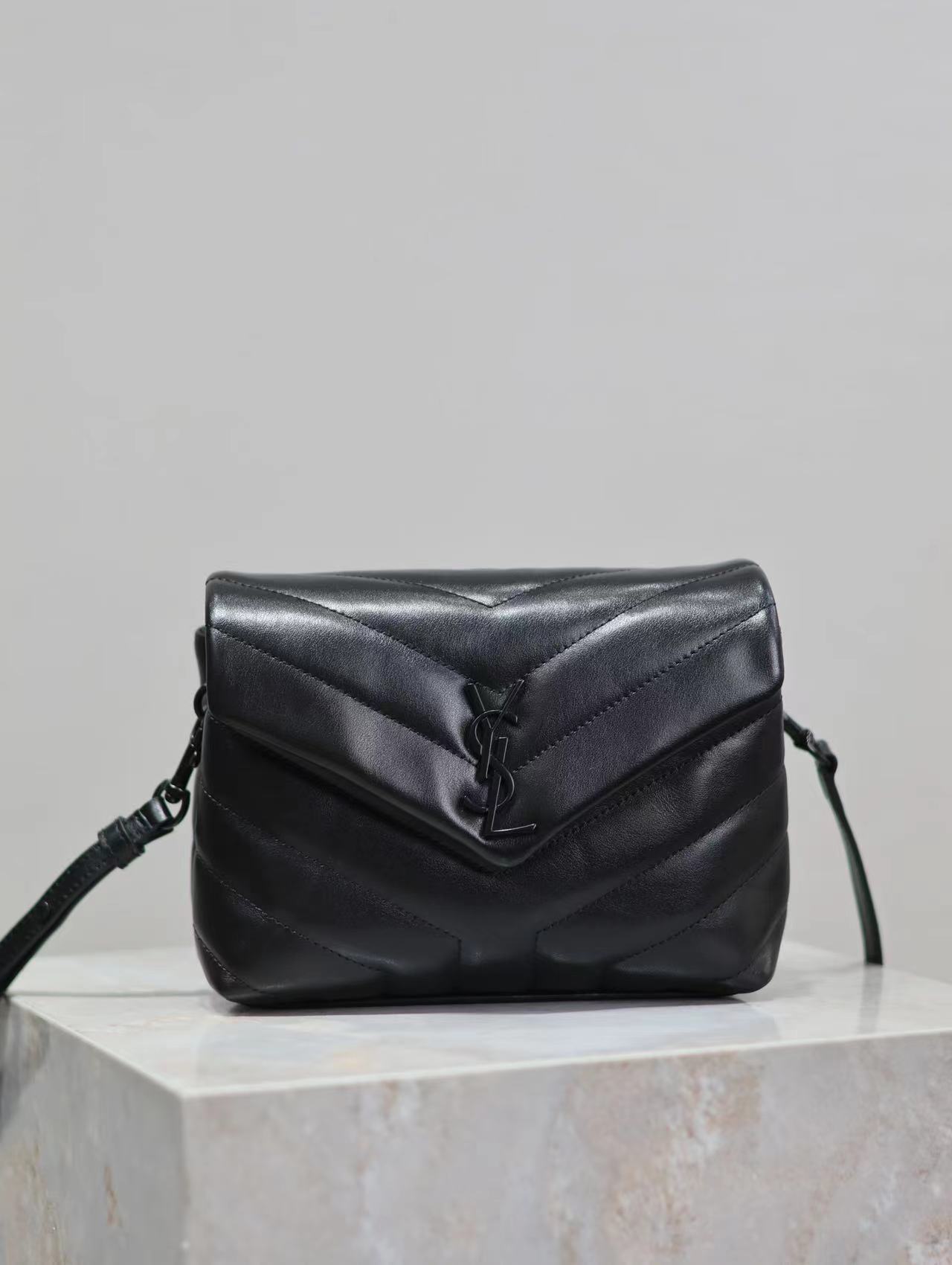 YSL LOULOU TOY STRAP BAG IN QUILTED "Y" LEATHER