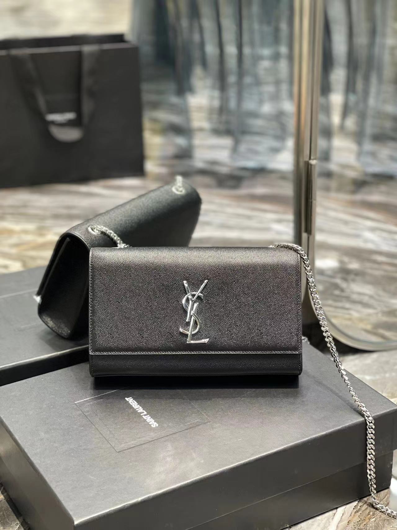 YSL KATE MEDIUM IN GRAIN DE POUDRE EMBOSSED LEATHER