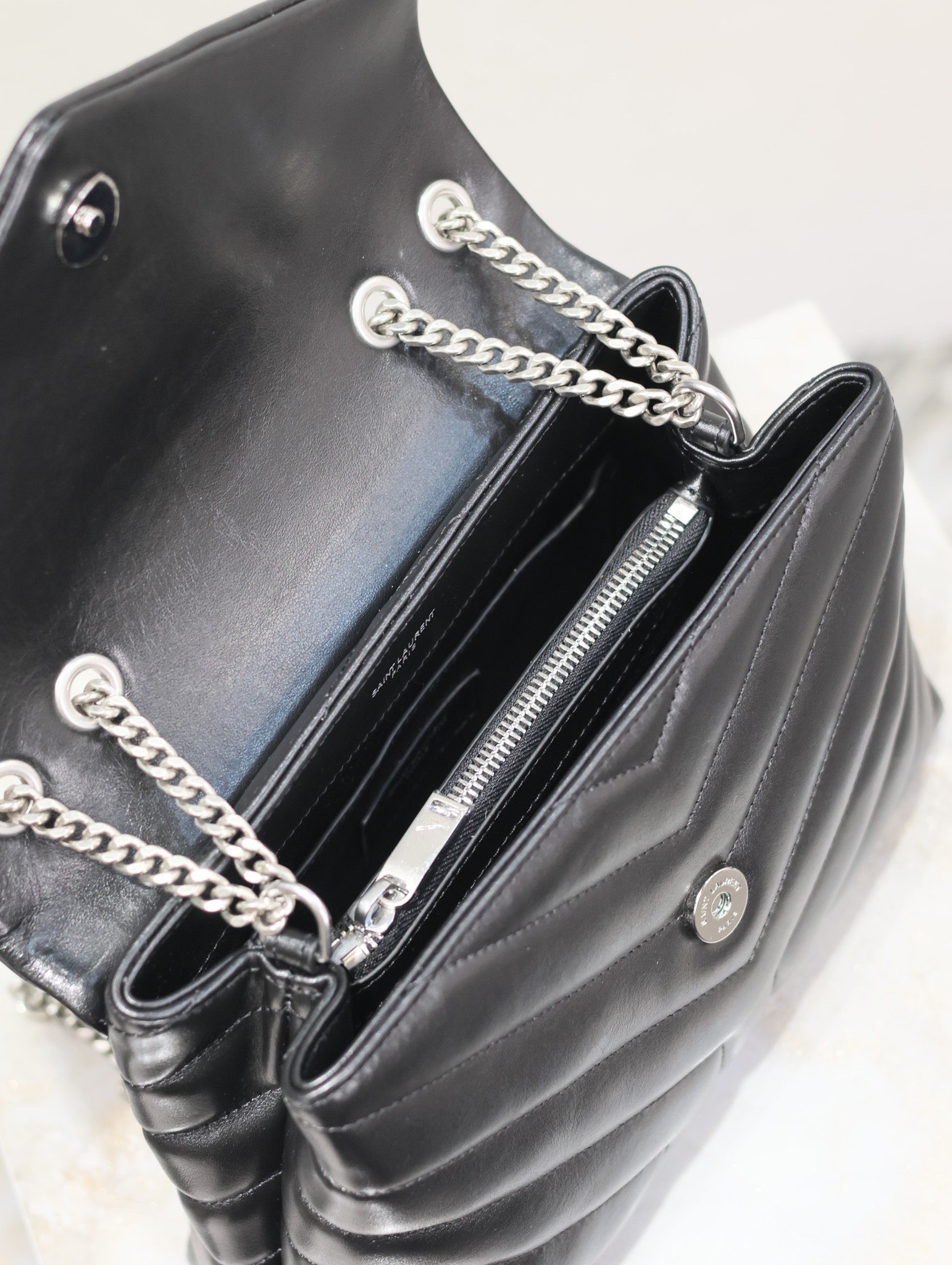 YSL LOULOU SMALL CHAIN BAG IN QUILTED "Y" LEATHER