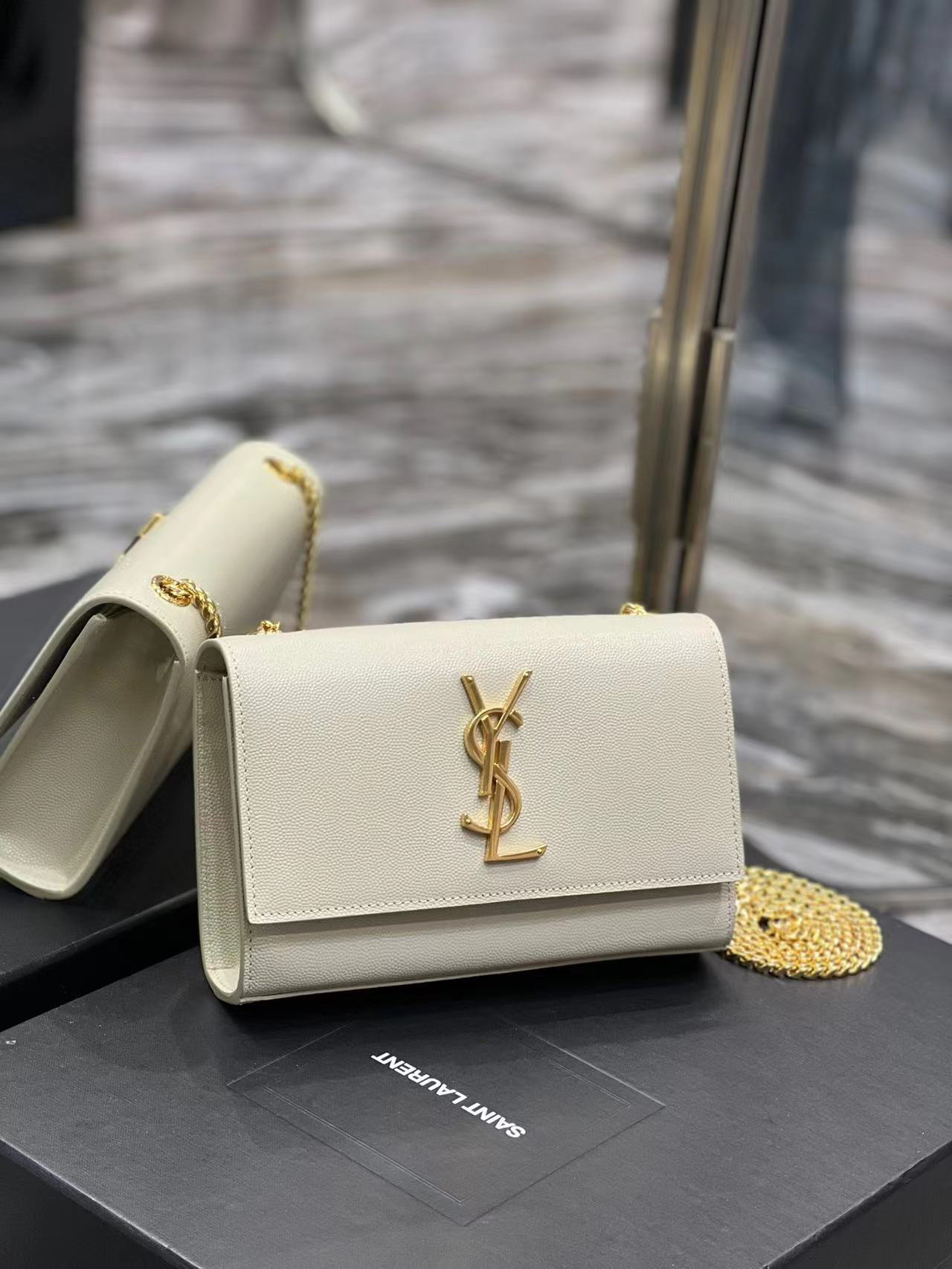 YSL KATE SMALL IN GRAIN DE POUDRE EMBOSSED LEATHER