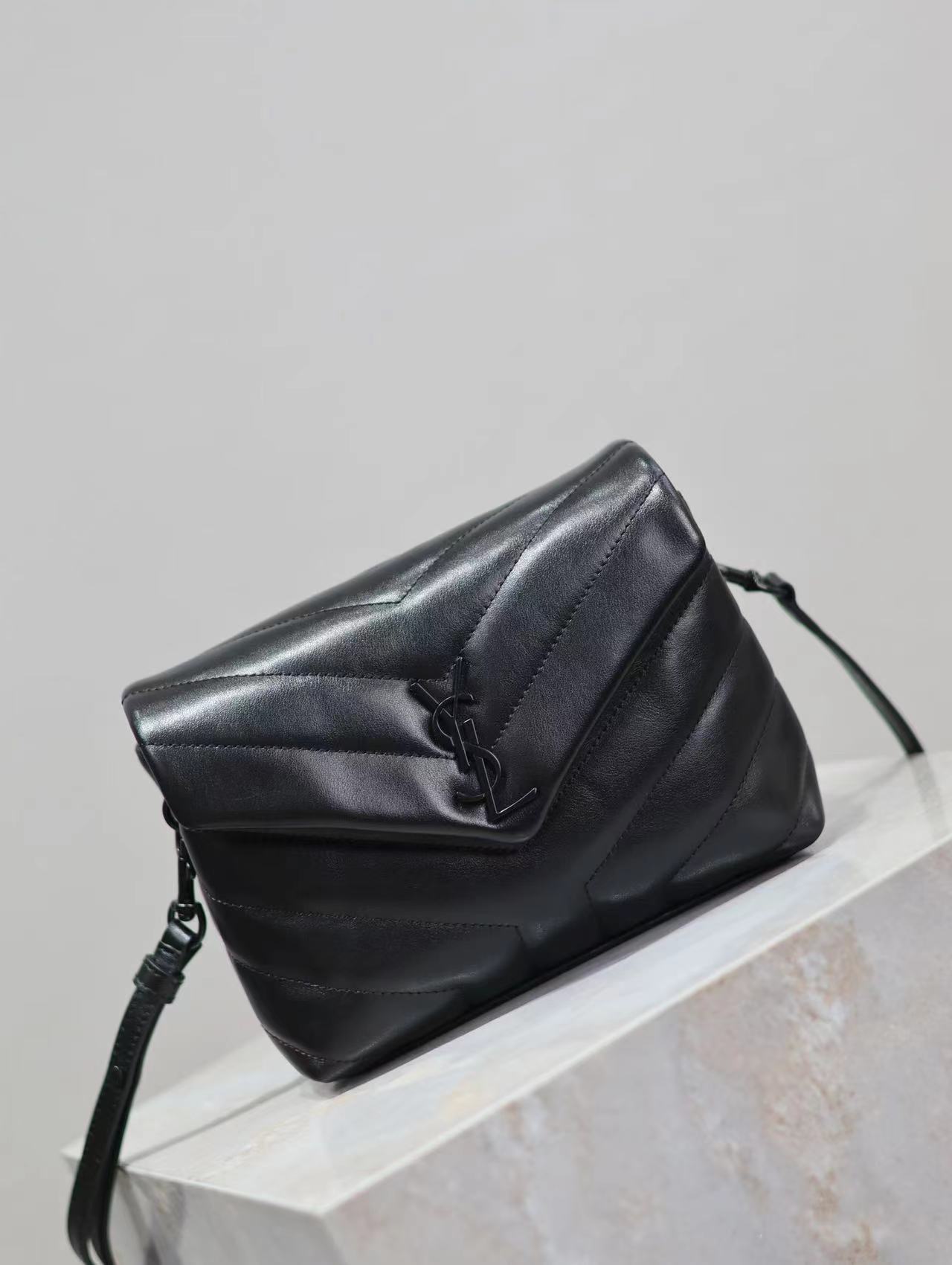 YSL LOULOU TOY STRAP BAG IN QUILTED "Y" LEATHER