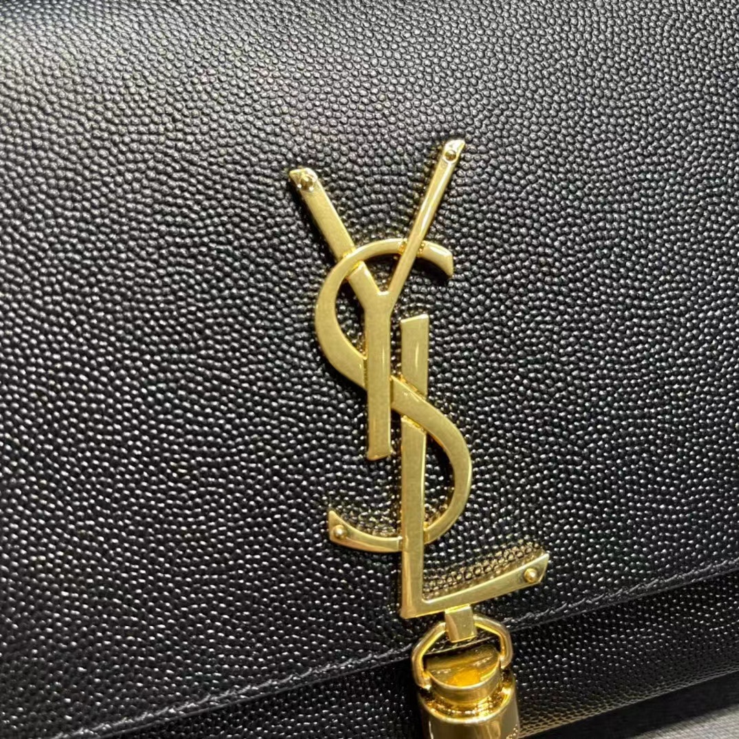 YSL KATE MEDIUM CHAIN BAG WITH TASSEL IN GRAIN DE POUDRE EMBOSSED LEATHER