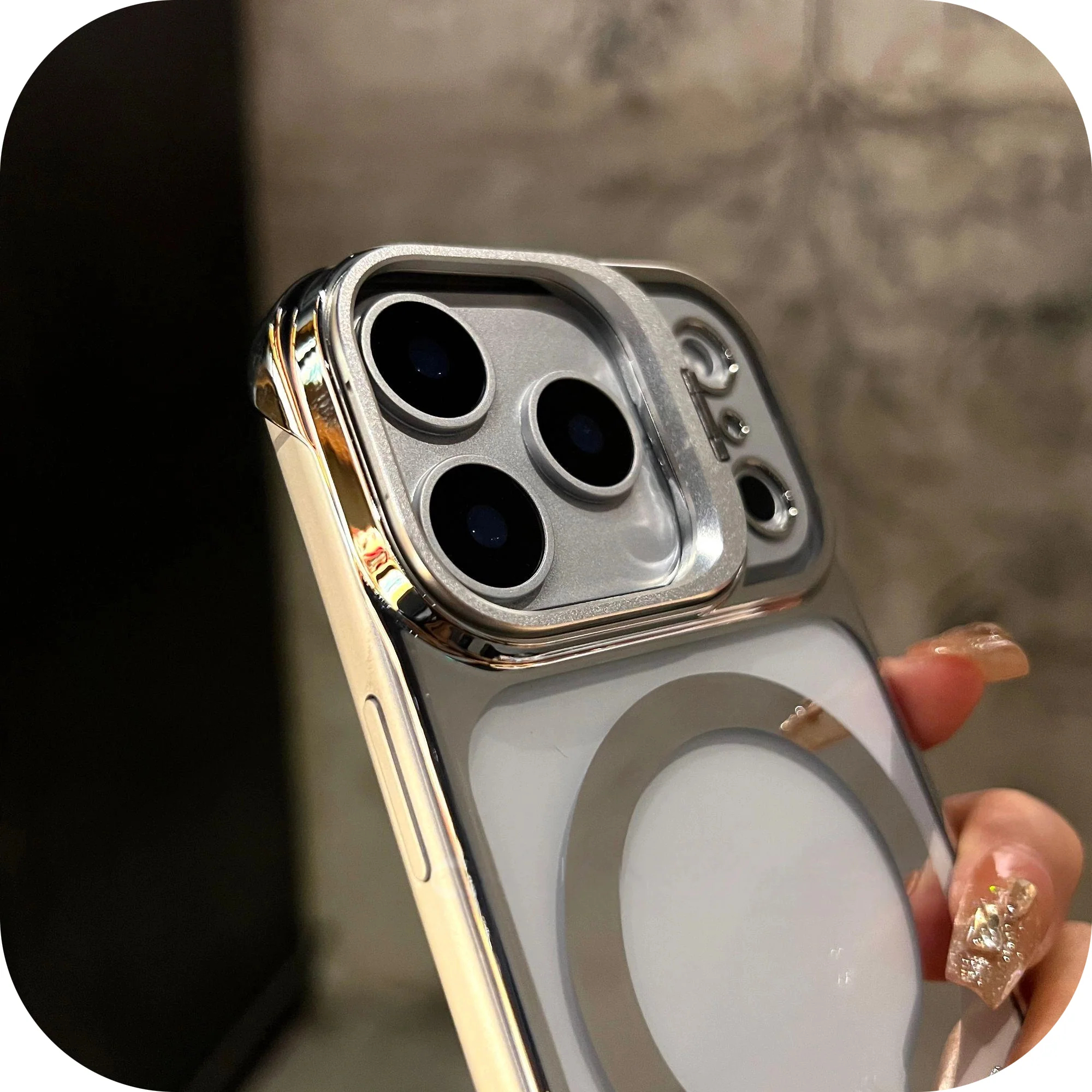 Magnetic Borderless Case with Built-in Lens Holder For iPhone