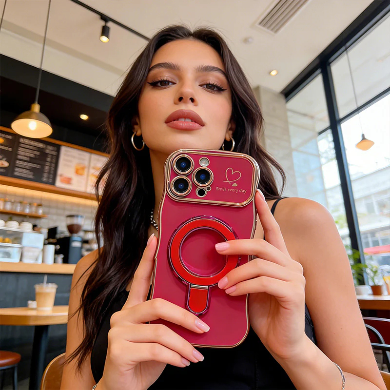 Wave Plating Side Love Heart Phone Case For iPhone