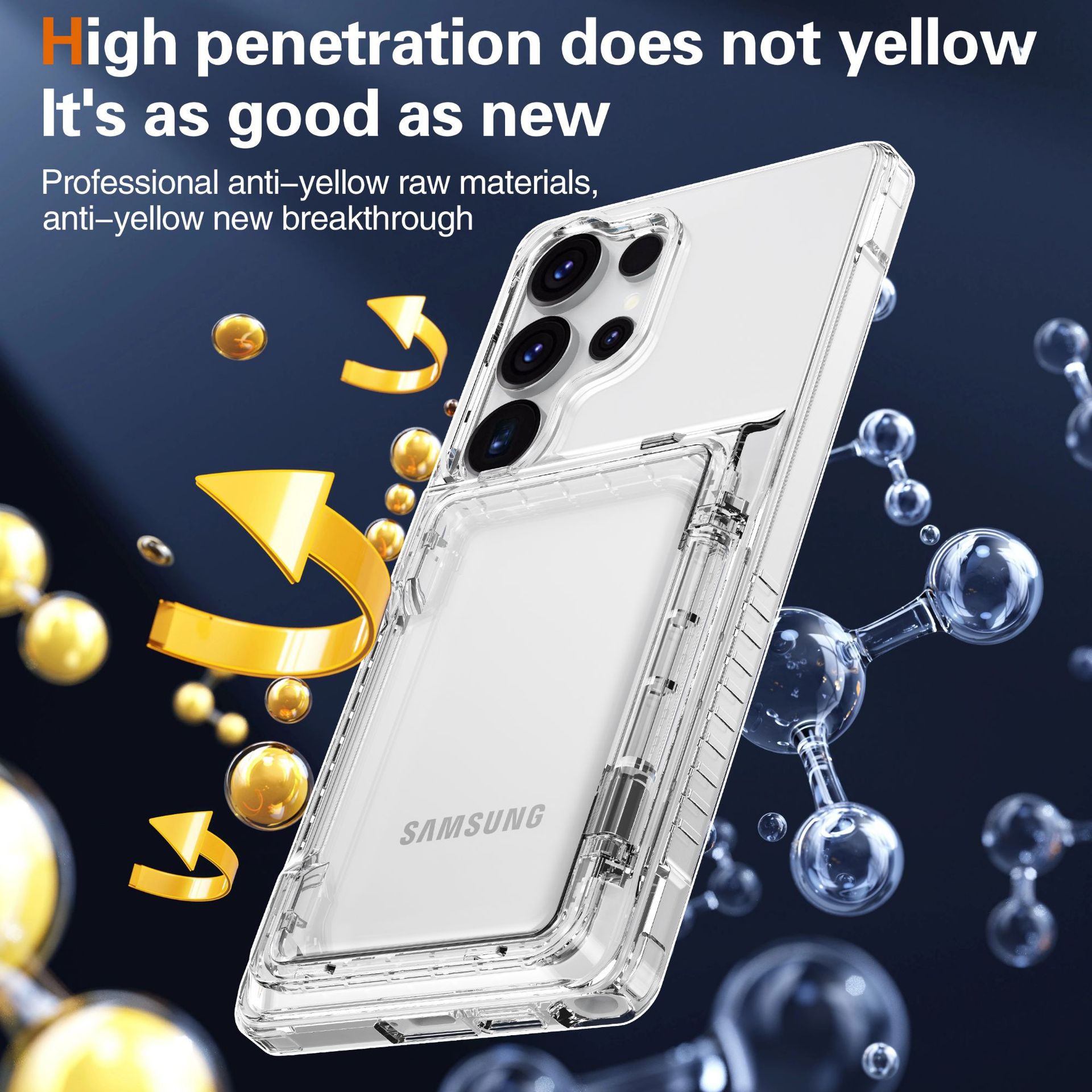 Transparent flip card insert phone case for Samsung