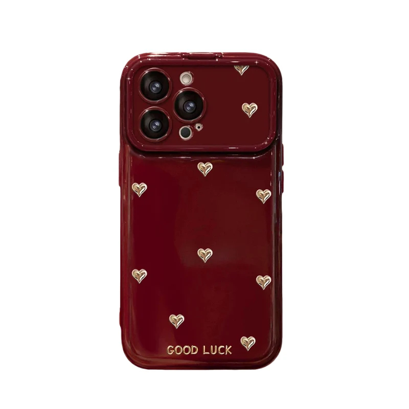 💖Lucky Bow & Heart Mirror Case For iPhone with Strap