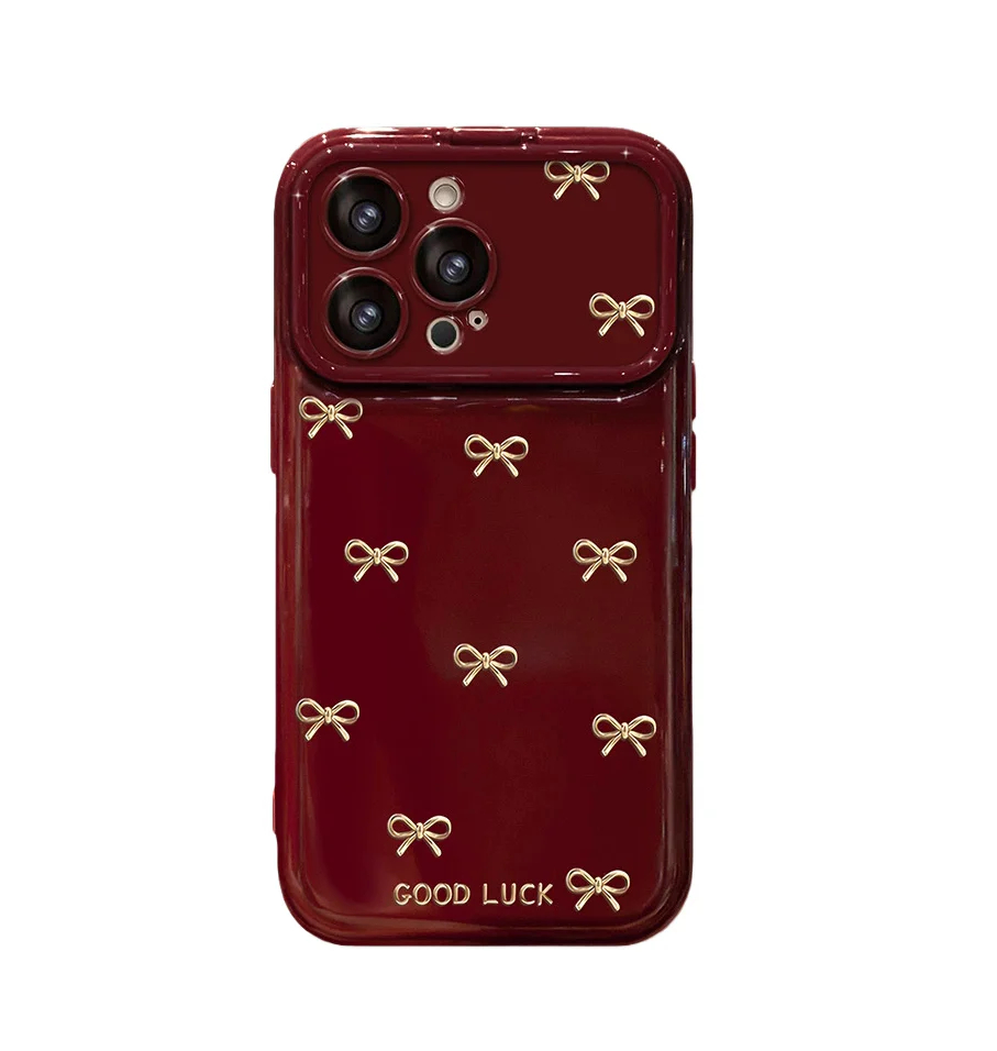 💖Lucky Bow & Heart Mirror Case For iPhone with Strap