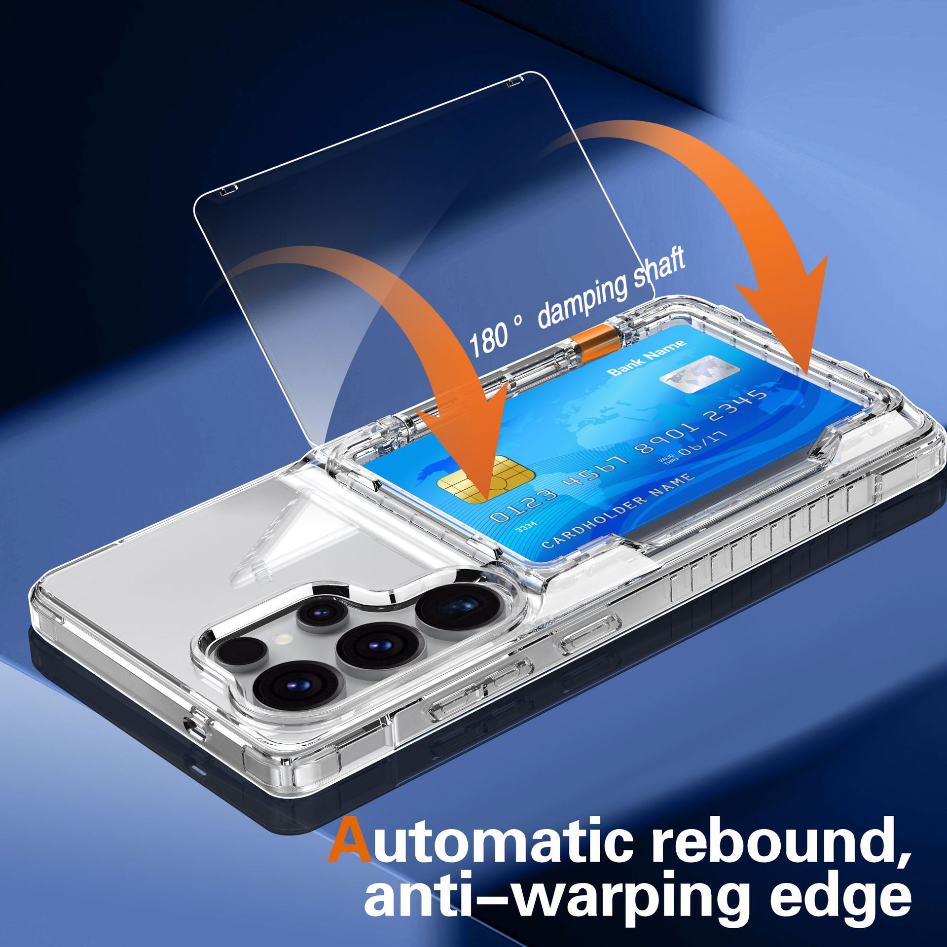 Transparent flip card insert phone case for Samsung