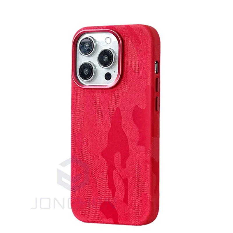 Luxury Camouflage Leather Fabric Magnetic Shockproof Case For iPhone