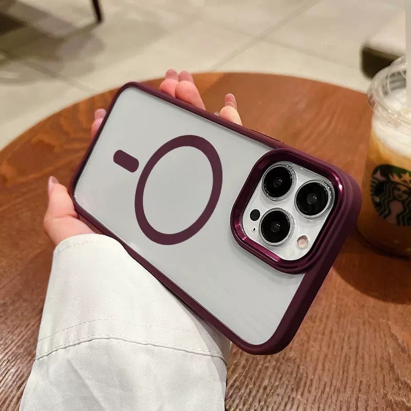 Magnetic transparent phone case suitable for iPhone