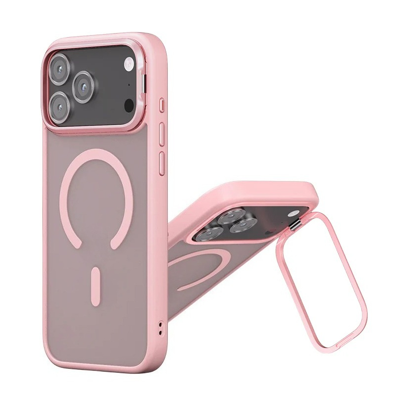Soft-Touch Magnetic Case with Lens & Kickstand Protection for iPhone
