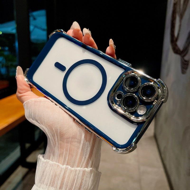 Luxury electroplated transparent shockproof phone case for iPhone