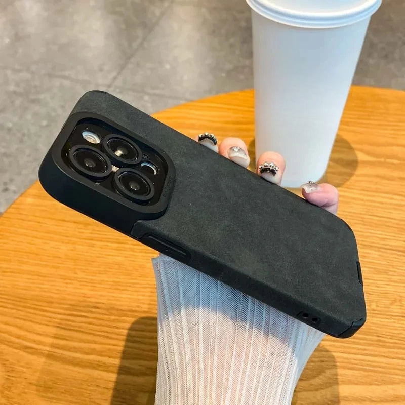 Matte leather silicone phone case suitable for iPhone