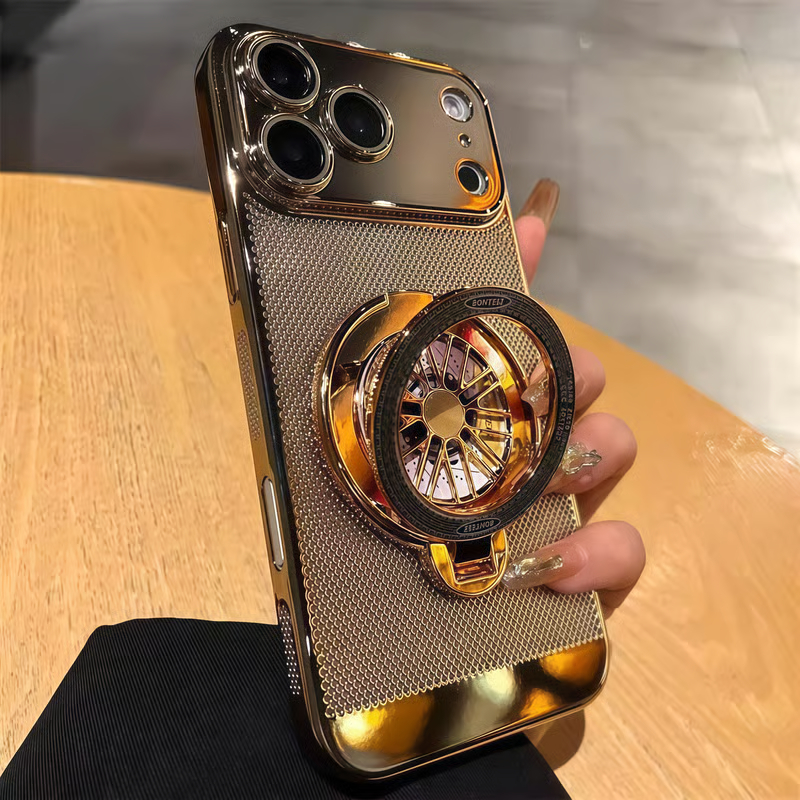 Heat-dissipating gyroscope stand case for iPhone