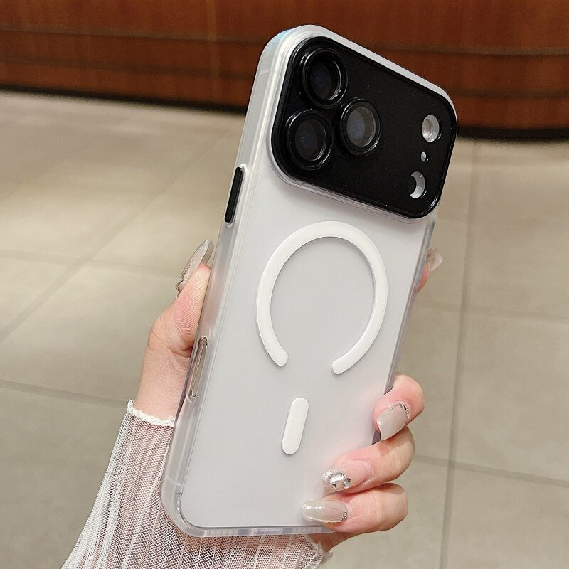 Built-in Lens Protector Anti-fingerprint Matte Magnetic Phone Case for iPhone