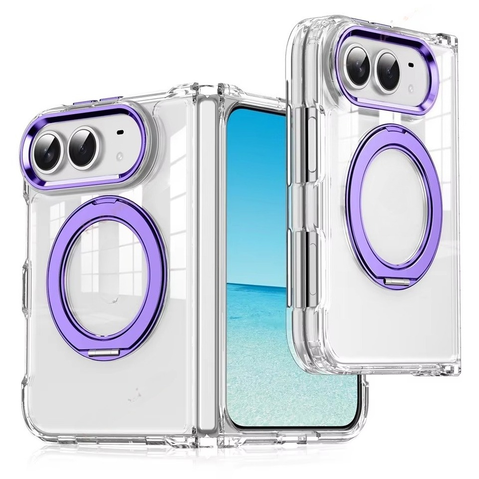 Magnetic 360 Metal Stand Phone Case For iPhone  DUO Clear Hinge Protection Shockproof Protector Cover