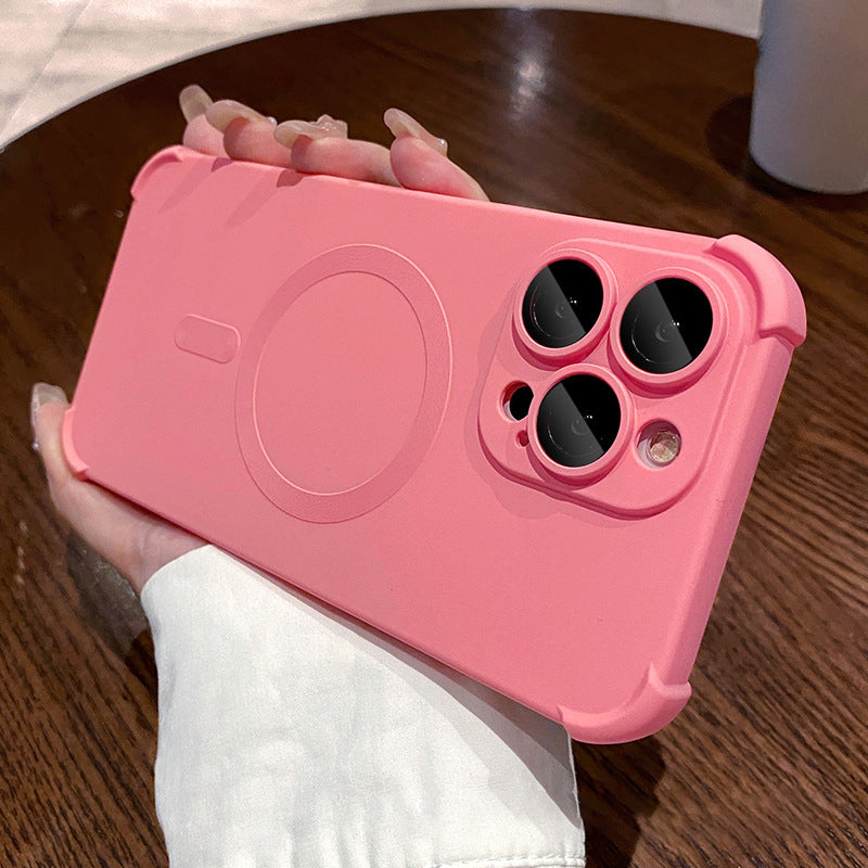 Air-cushion Matte Liquid Silicone Magnetic Case for iPhone