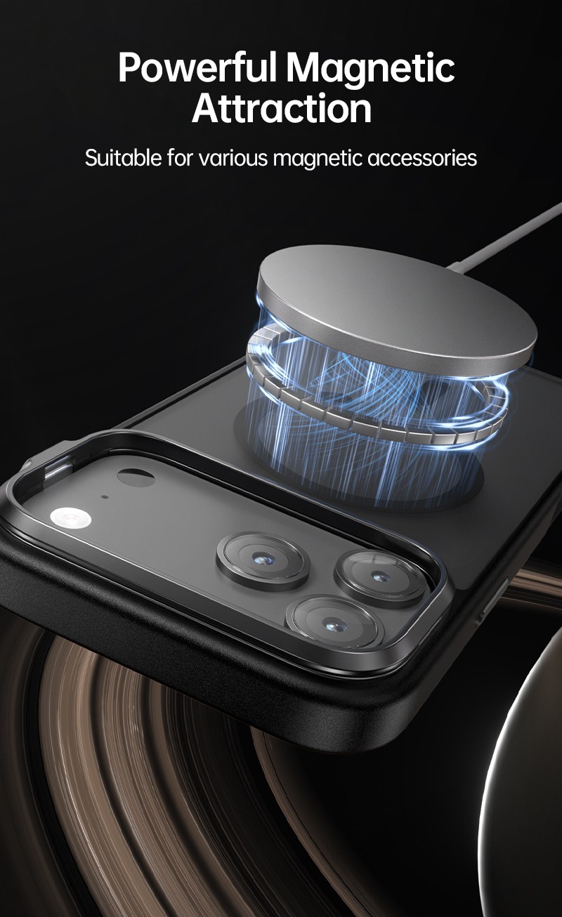 CaseSun-Magnetic connection with iPhone 17 Pro for various accessories, including chargers.