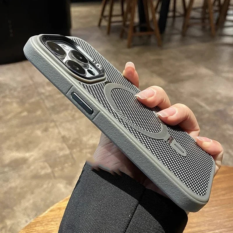 Titanium Gold carbon fiber holder magsafe phone case for iPhone