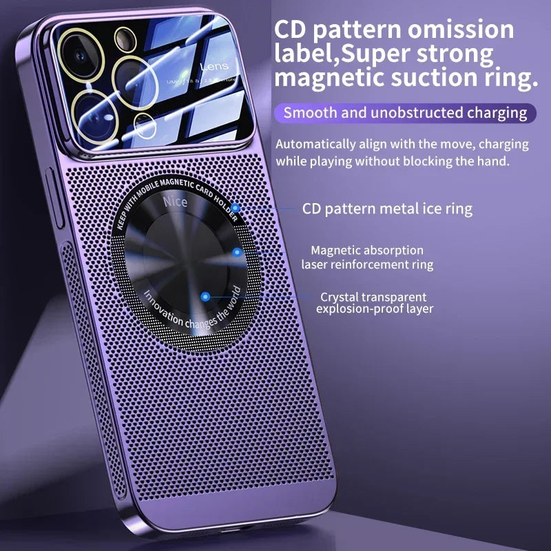 Electroplated cooling magnetic phone case suitable for iPhone