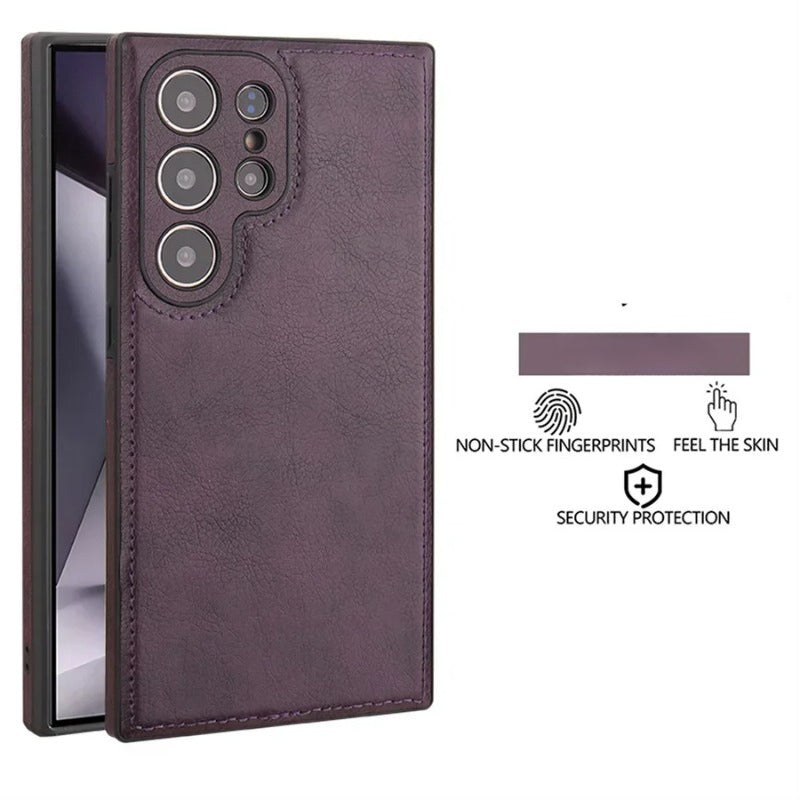 Exclusive Luxury Retro PU Leather Protective Case, Shockproof Soft Bezel, Ultra-thin Back Cover for Samsung