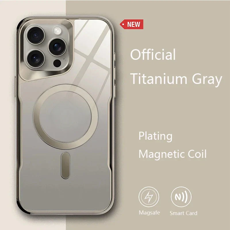 Luxury Plating Frame Magnetic Transparent Phone Case for IPhone