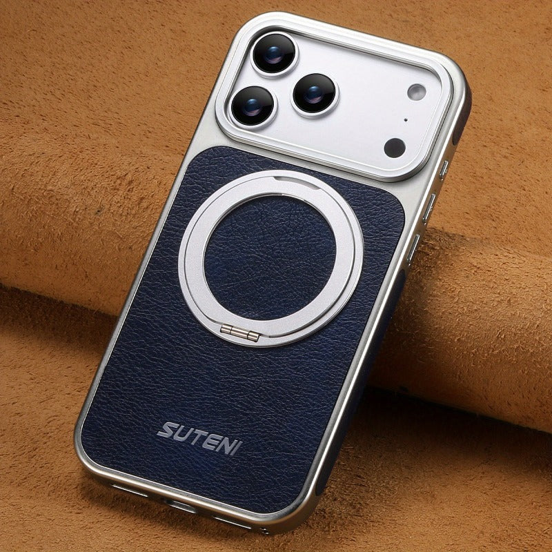 Faux Leather Magnet  360° Rotating Stand Phone Case for iPhone
