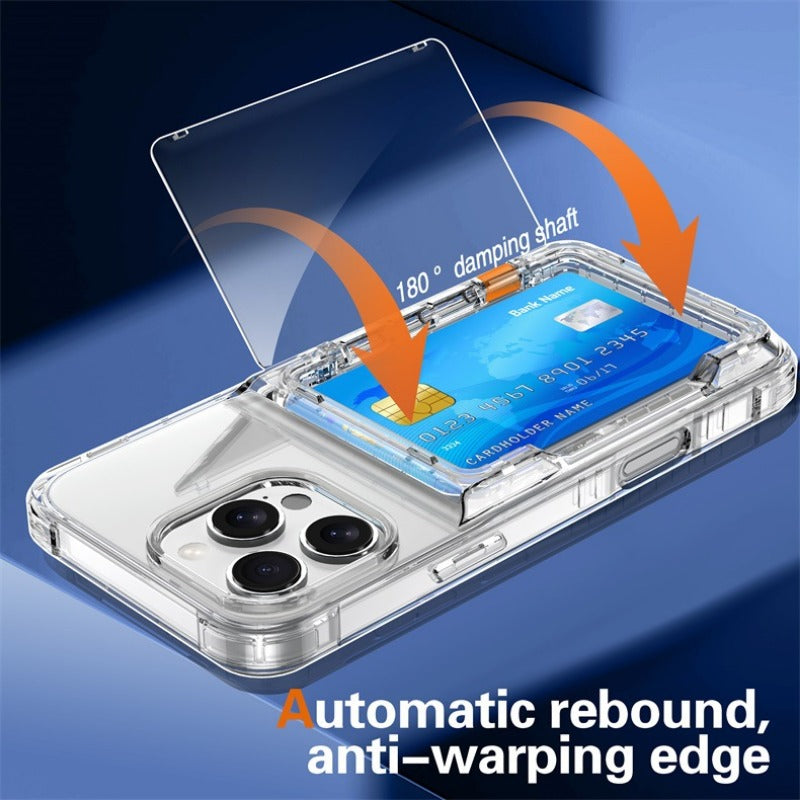 Transparent flip card insert phone case for iPhone