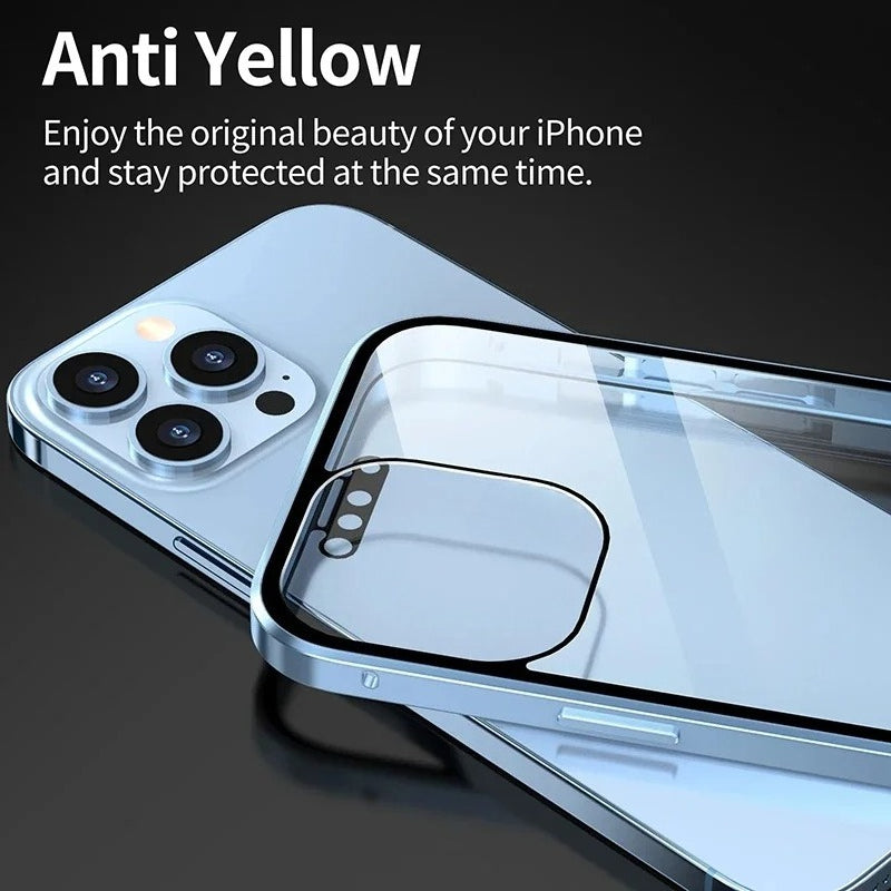 New Titanium Dual Magnetic Privacy Glass Case For iPhone
