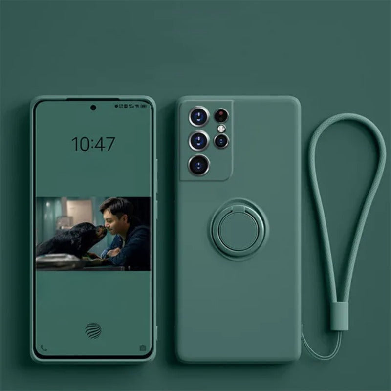 Liquid silicone magnetic ring holder phone case for Samsung