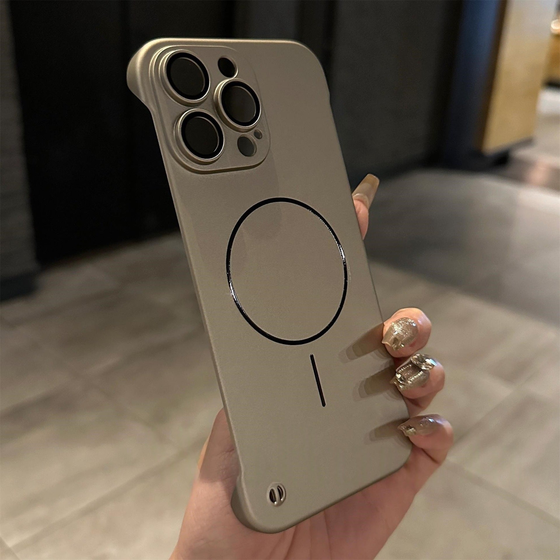 Ultra thin metal precision hole camera protective phone case for iPhone