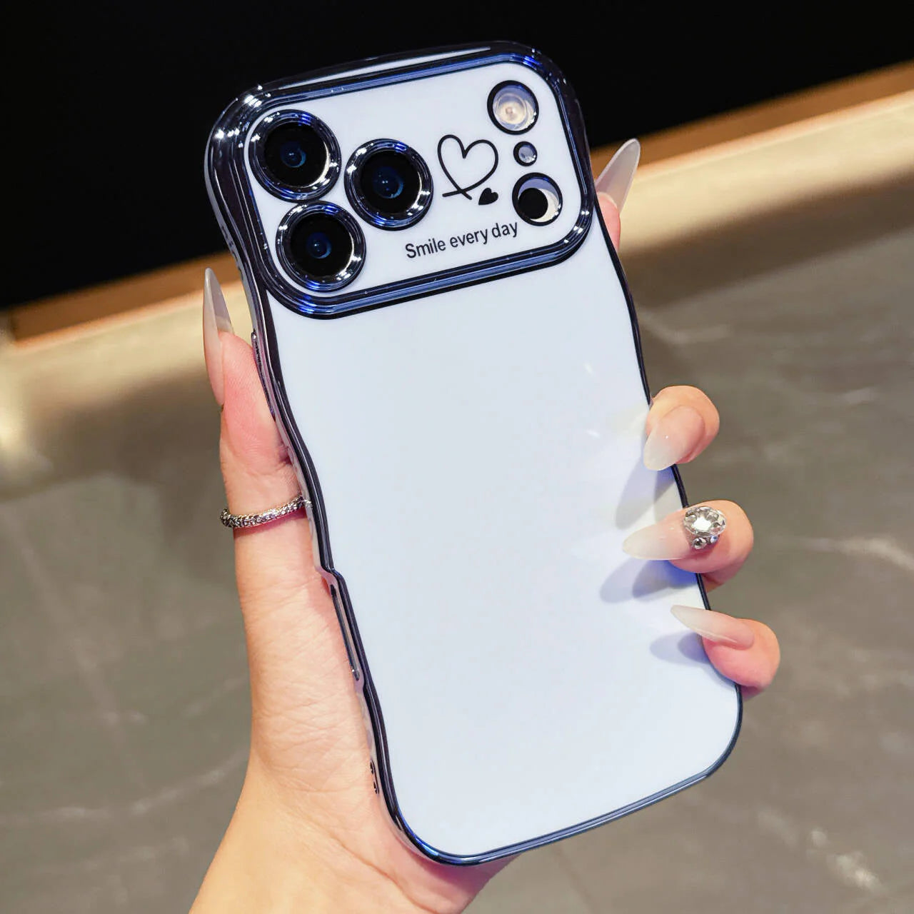 Electroplated Large Window Wave Design Protective Case For iPhone