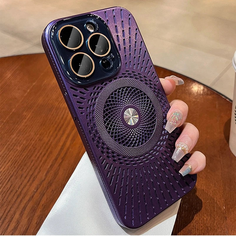 Electroplate PC Plating Glass Camera Protector Magnetic Case for iPhone