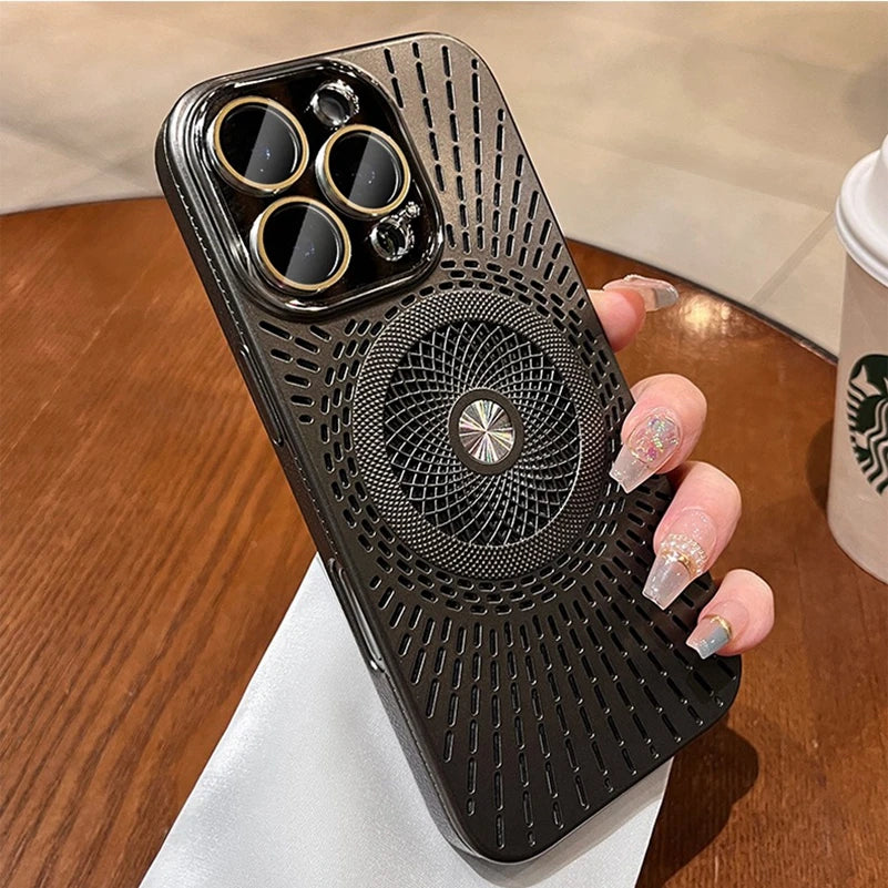 Electroplate PC Plating Glass Camera Protector Magnetic Case for iPhone