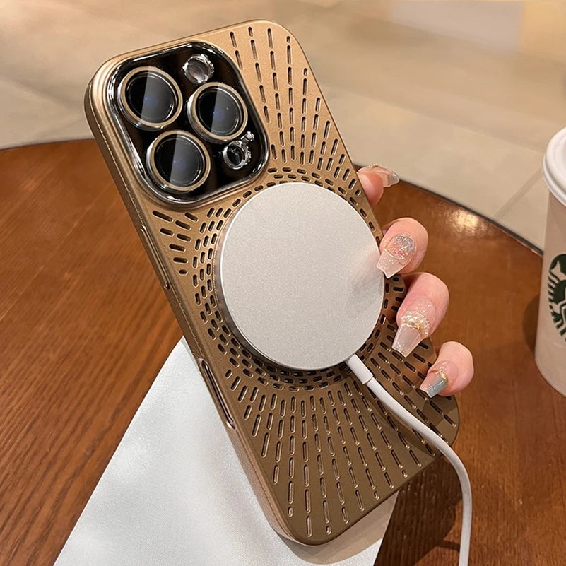 Electroplate PC Plating Glass Camera Protector Magnetic Case for iPhone